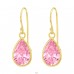 Golden hanging Pear - 925 Sterling Silver Earrings With Zirconia Stones A4S45221