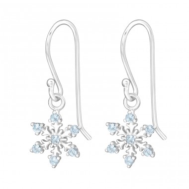 Sněhová vločka s modrými zirkony - Šperkovní Stříbro 925 Náušnice Se Zirkonem A4S45613