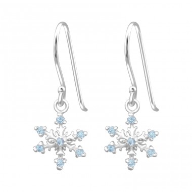 Snowflake - 925 Sterling Silver Earrings with Zirconia stones A4S45613