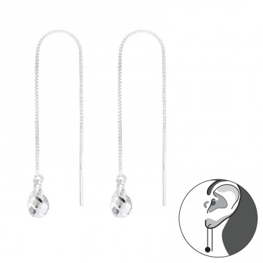 Go-Through ears TearDrop zirconia - 925 Sterling Silver Earrings With Zirconia Stones A4S45733