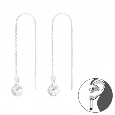 5mm Zirconia go through ear - 925 Sterling Silver Earrings With Zirconia Stones A4S45735