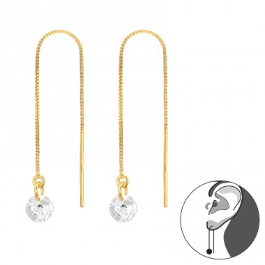 5mm Zirconia go-through earrings - 925 Sterling Silver Earrings With Zirconia Stones A4S45736