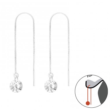 6mm Zirconia go-through ear - 925 Sterling Silver Earrings With Zirconia Stones A4S45741