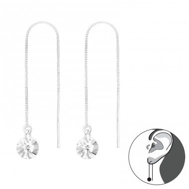6mm Zirconia go-through ear - 925 Sterling Silver Earrings With Zirconia Stones A4S45741