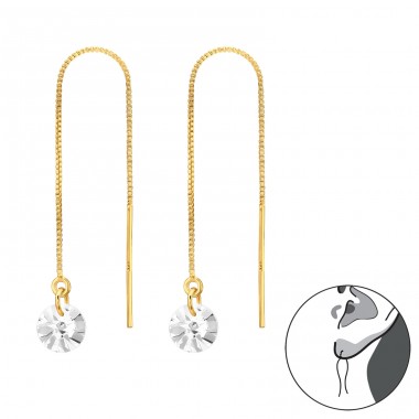 6mm Zirconia go-through ear - 925 Sterling Silver Earrings With Zirconia Stones A4S45742