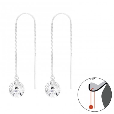 8mm kulatý zirkon na řetízku přes ucho - Šperkovní Stříbro 925 Náušnice Se Zirkonem A4S45743