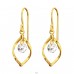 Golden rhombus with hanging zirconia - 925 Sterling Silver Earrings With Zirconia Stones A4S45979