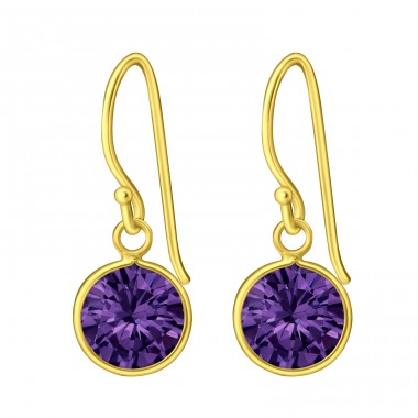 8mm Round zirconia gold plated - 925 Sterling Silver Earrings With Zirconia Stones A4S5470