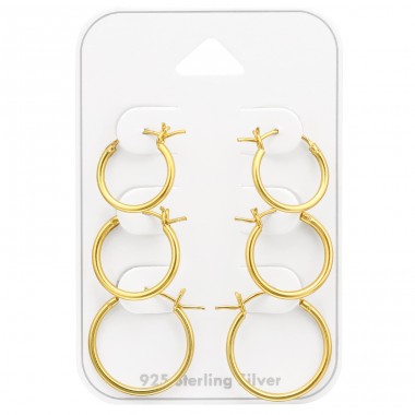 3 Paar vergoldete französische Creolen – Schmuck Silber 925 Ohrbügel Sets & Schmuck auf Karten A4S45126