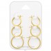 3x pairs golden hoops with French Lock - 925 Sterling Silver Ear Hoop Sets & Jewelry On Cards A4S45126