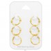 3 pairs golden Bali Hoops - 925 Sterling Silver Ear Hoop Sets & Jewelry On Cards A4S45131