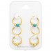 3 pairs golden Bali Hoops set - 925 Sterling Silver Ear Hoop Sets & Jewelry On Cards A4S45134