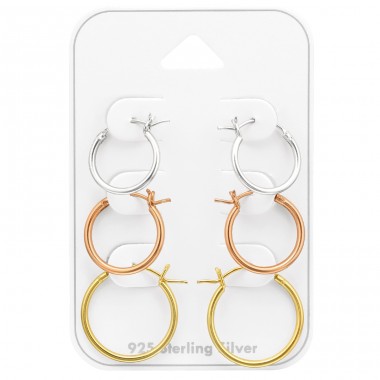Three sizes Ear Hoops on card Rose Gold - 925 Sterling Silver Ear Hoop Sets & Jewelry On Cards A4S47316