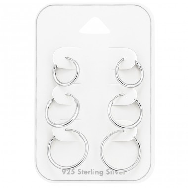 Ohrring-Sets 10-12-14 mm - 925Er Silber Ohrbügelsets & Schmuck Auf Karten A4S48901