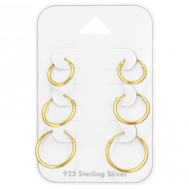 Cercuri aurii 10-12-14 mm - Argint 925 Seturi Ear Hoops Și Bijuterii Pe Carduri A4S48902