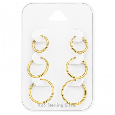 Ohrring-Sets 10-12-14 mm - 925Er Silber Ohrbügelsets & Schmuck Auf Karten A4S48902