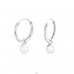 Hanging Pearl - 925 Sterling Silver Ear Hoops A4S15926