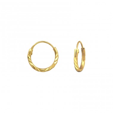 Diamond Cut 10mm - 925 Sterling Silver Ear Hoops A4S31509