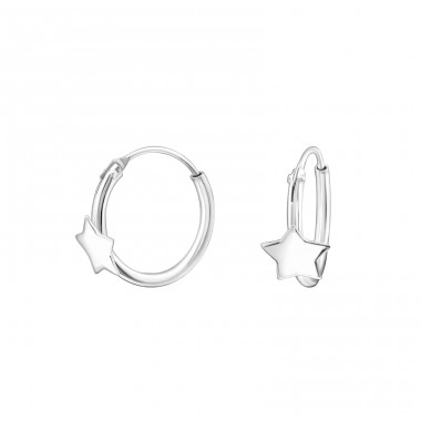 Star - 925 Sterling Silver Ear Hoops A4S31916