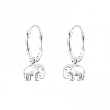 Elephant - 925 Sterling Silver Ear Hoops A4S32135