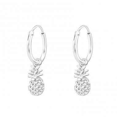 Hanging Pineapple - 925 Sterling Silver Ear Hoops A4S35546