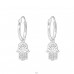 Hanging Hamsa - 925 Sterling Silver Ear Hoops A4S35612