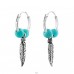 Hanging Feather - 925 Sterling Silver Ear Hoops A4S38554
