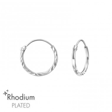 12mm Krúžky diamantový rez - Šperkové Striebro 925 Kruhy Náušnice A4S40657