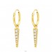 Golden cone with zirconia - 925 Sterling Silver Ear Hoops A4S40716