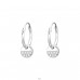 Hanging coin with zirconia - 925 Sterling Silver Ear Hoops A4S41267