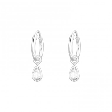 Teardrop - 925 Sterling Silver Ear Hoops A4S41471