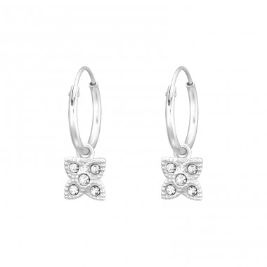 Hanging Flower - 925 Sterling Silver Ear Hoops A4S41527