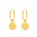 Golden Evil Eye - 925 Sterling Silver Ear Hoops A4S41787