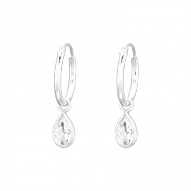 Teardrop - 925 Sterling Silver Ear Hoops A4S41792