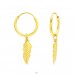 Golden Hanging Feather - 925 Sterling Silver Ear Hoops A4S42081