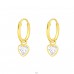 Golden Hanging Heart - 925 Sterling Silver Ear Hoops A4S42082