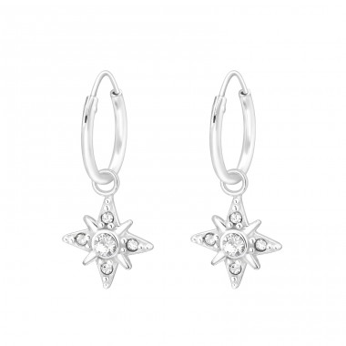 Northern Star - 925 Sterling Silver LaCrystale Silver Earrings A4S42771