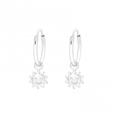 Hanging Sun - 925 Sterling Silver Ear Hoops A4S42966