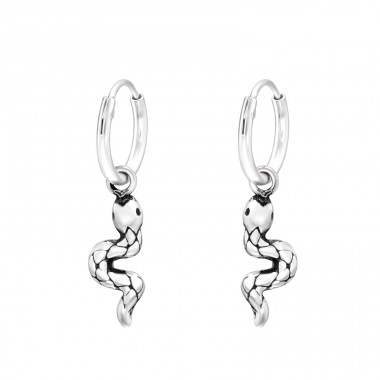 Hanging Snake - 925 Sterling Silver Ear Hoops A4S43228