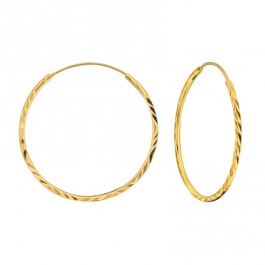 Diamond Cut 30mm golden hoops - 925 Sterling Silver Ear Hoops A4S43233