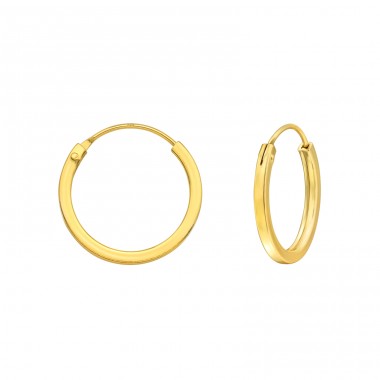 Hoops 16mm golden - 925 Sterling Silver Ear Hoops A4S43235