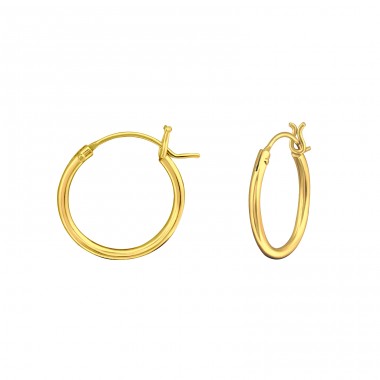 Golden 14mm silver hoops - 925 Sterling Silver Ear Hoops A4S43240