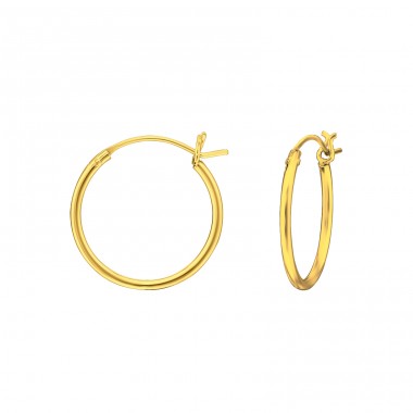 16mm golden hoop - 925 Sterling Silver Ear Hoops A4S43241