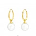 Golden hoop with pearl - 925 Sterling Silver Ear Hoops A4S43432