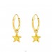 Golden Star on hoop - 925 Sterling Silver Ear Hoops A4S43433