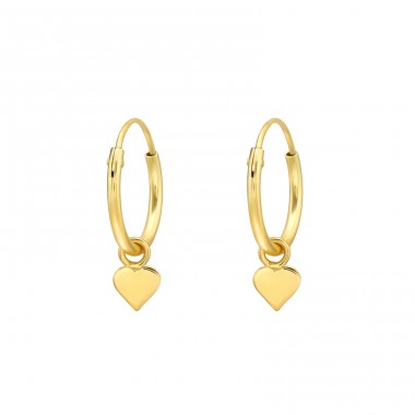 Small golden Heart - 925 Sterling Silver Ear Hoops A4S43436