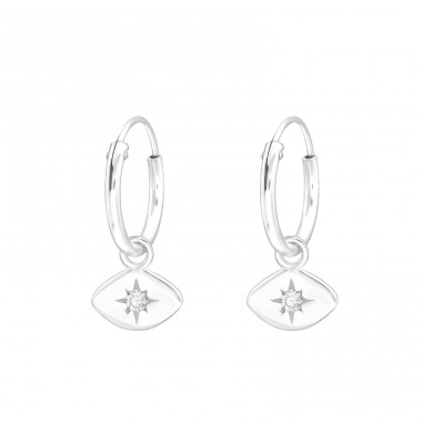 Hanging Star - 925 Sterling Silver Ear Hoops A4S43456