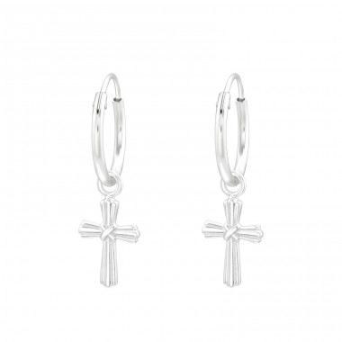 Hängendes Kreuz - Schmuck 925 Silber Kreise Ohrringe A4S43510