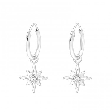 Northern Star - 925 Sterling Silver Ear Hoops A4S43775