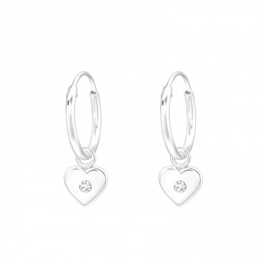 Heart - 925 Sterling Silver Ear Hoops A4S43839